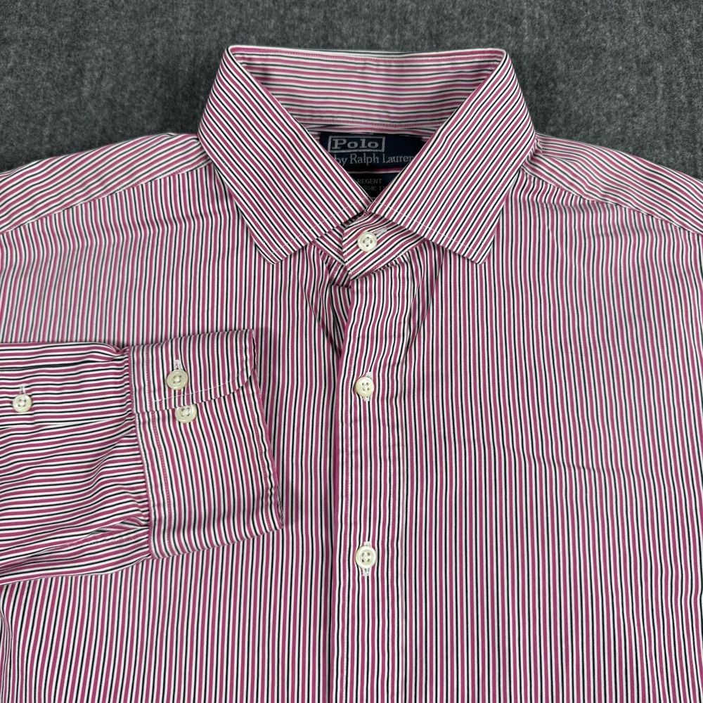Polo Ralph Lauren Men's 16 34/35 Regent Classic Fit Striped Dress Shirt Pink